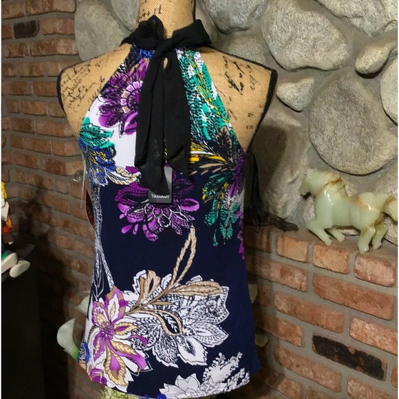 Elie Tahari Beautiful NWT Vibrant Sleeveless Top w/Necktie - Picture 16 of 16